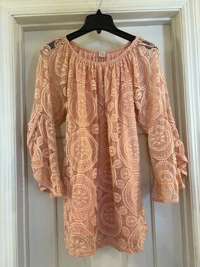 Peach Lace Off-Shoulder Boho Top